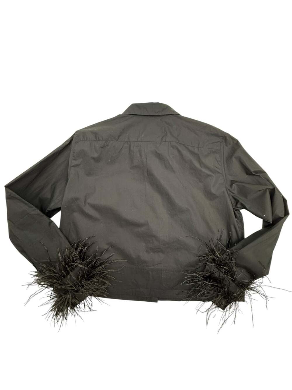 J. Crew Collection Feather Trimmed Button-Down Shirt Black Size 12 - Picture 2 of 4